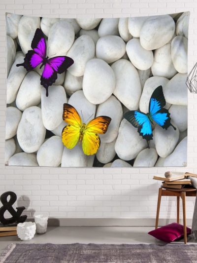 Wandtuch - Schmetterlinge auf Steinen